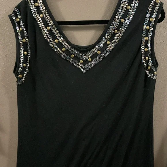 a.n.a. dress sleeveless black with beads Boutique cute evening dress excellent - Picture 4 of 4